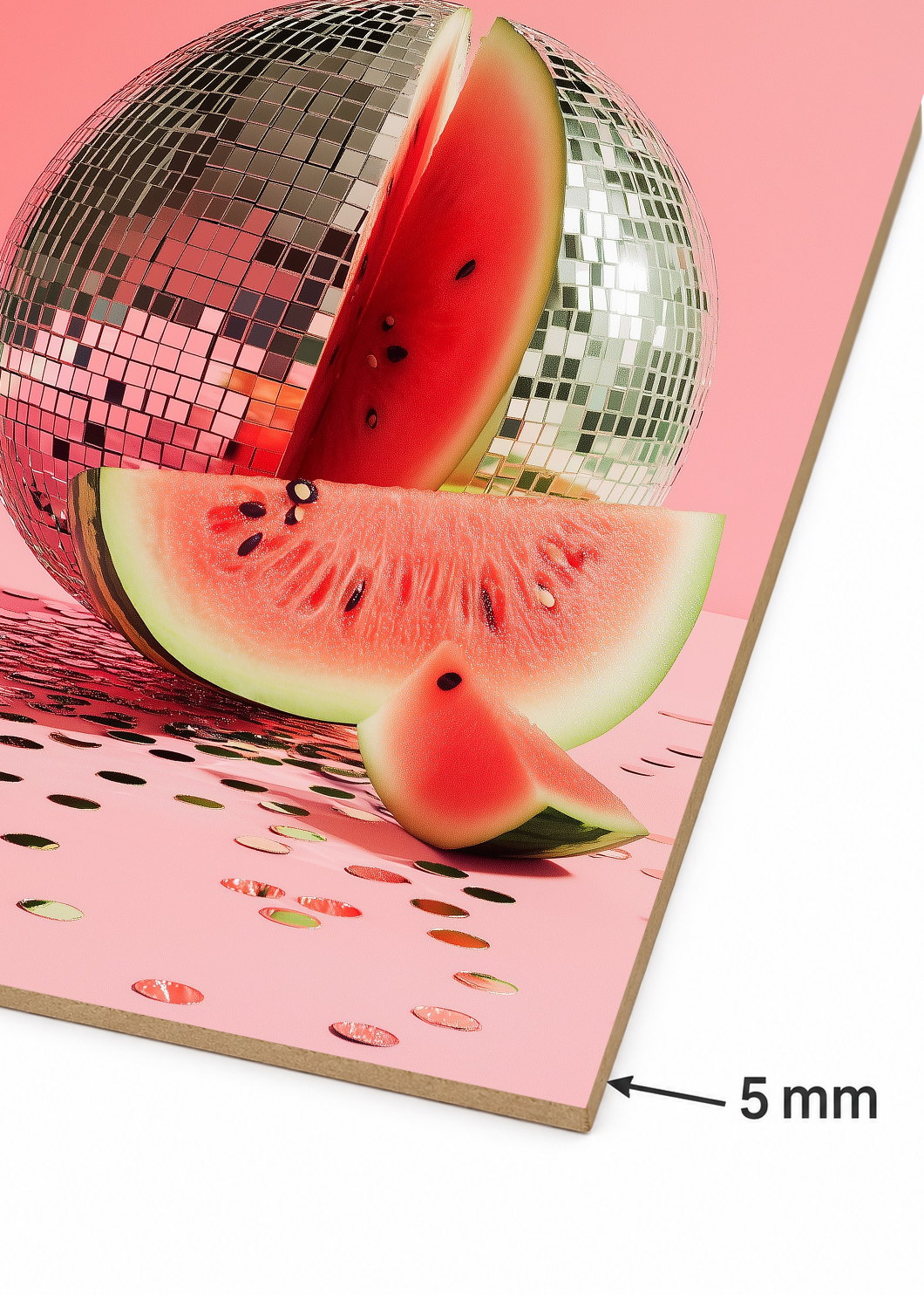 Cuadro Decorativo Mural Sin Marco 5mm - Cocina Sandia Bola Disco Rosa
