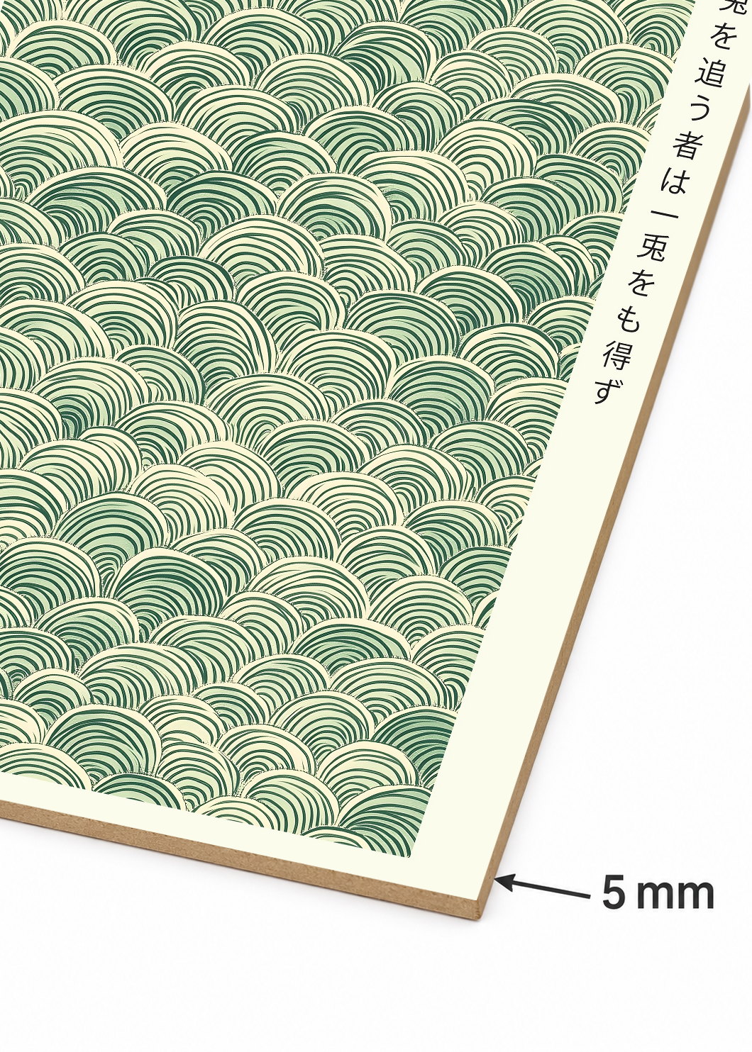 Cuadro Decorativo Mural Sin Marco 5mm - Japandi, Olas Seigaiha Verde