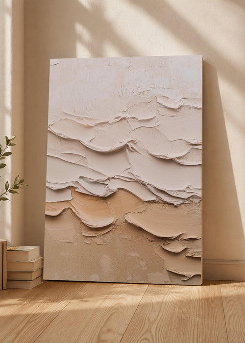 Cuadro Decorativo Mural Sin Marco 5mm - Japandi, Textura en Relieve Beige y Marrón