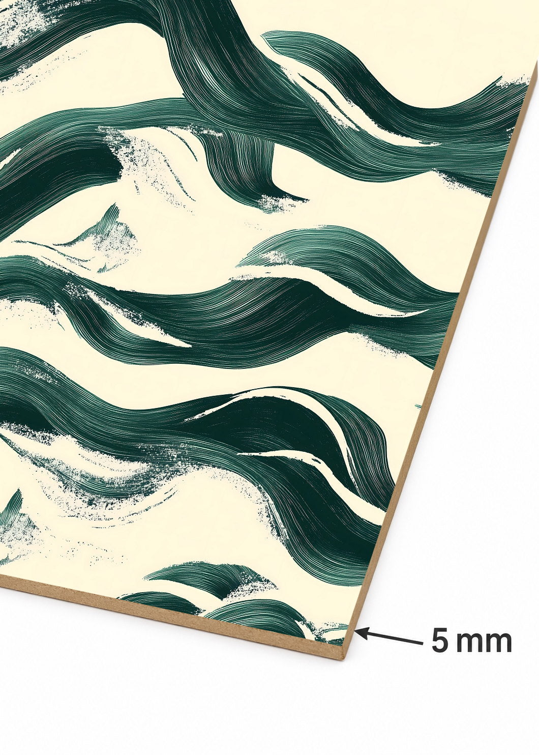 Cuadro Decorativo Mural Sin Marco 5mm - Modernos Patron Olas Verde Oscuro