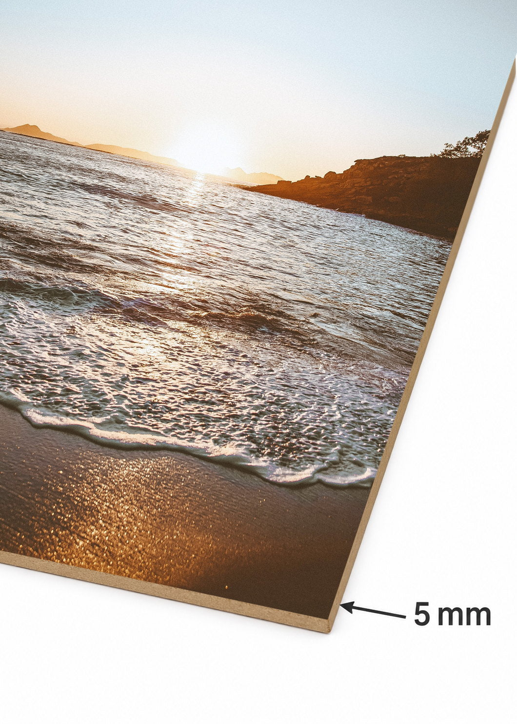 Cuadro Decorativo Mural Sin Marco 5mm - Playa, Atardecer Mar Dorado