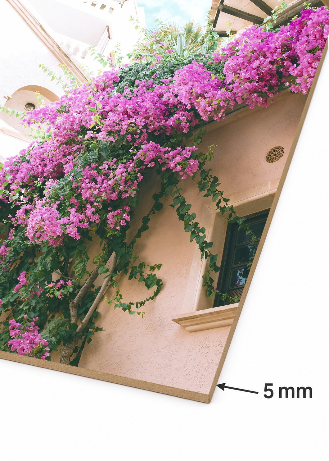 Cuadro Decorativo Mural Sin Marco 5mm - Playa, Buganvilla Pileta Fucsia