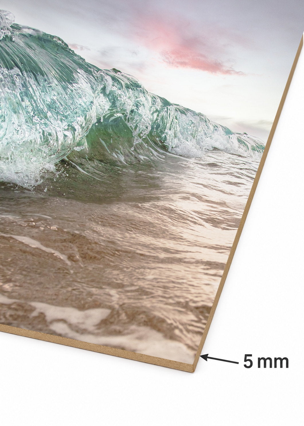 Cuadro Decorativo Mural Sin Marco 5mm - Playa, Ola Enrollada Pastel
