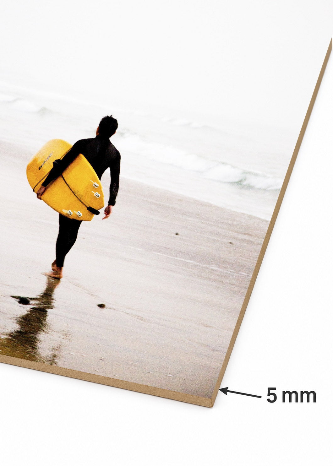 Cuadro Decorativo Mural Sin Marco 5mm - Playa, Surfista Caminando Amarillo