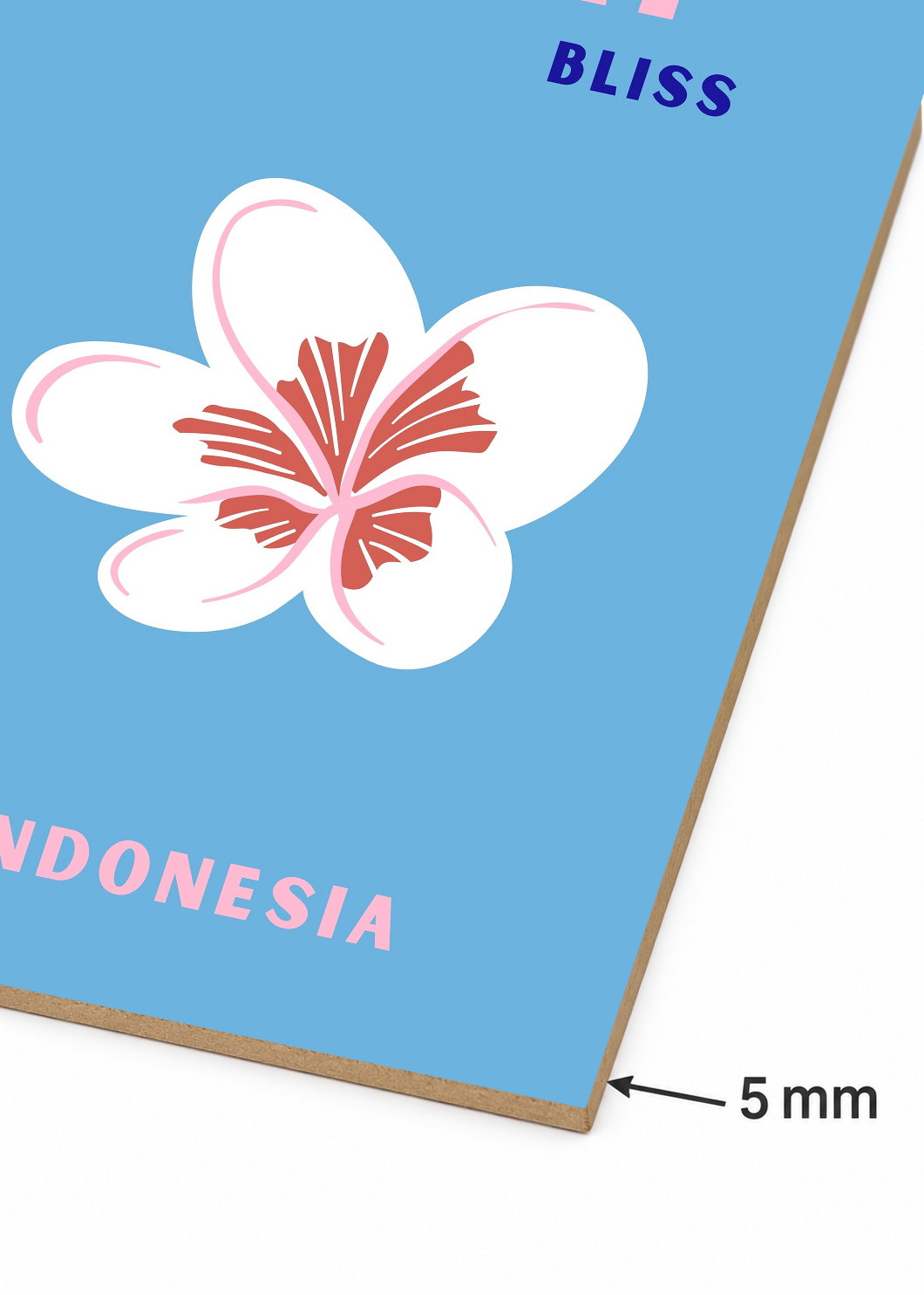 Cuadro Decorativo Mural Sin Marco 5mm - Travel, Bali, Indonesia, Flor Azul