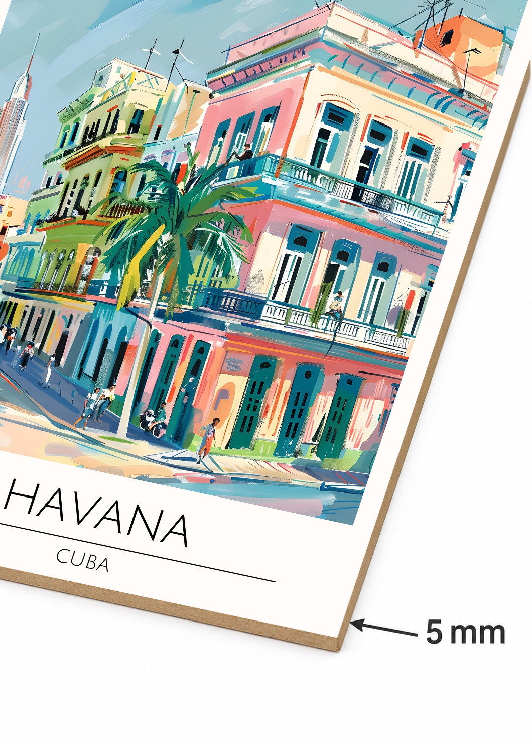 Cuadro Decorativo Mural Sin Marco 5mm - Travel, La Habana, Cuba, Ilustración Ciudad