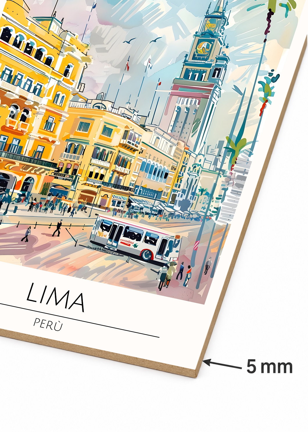 Cuadro Decorativo Mural Sin Marco 5mm - Travel, Lima, Perú, Ilustración Ciudad