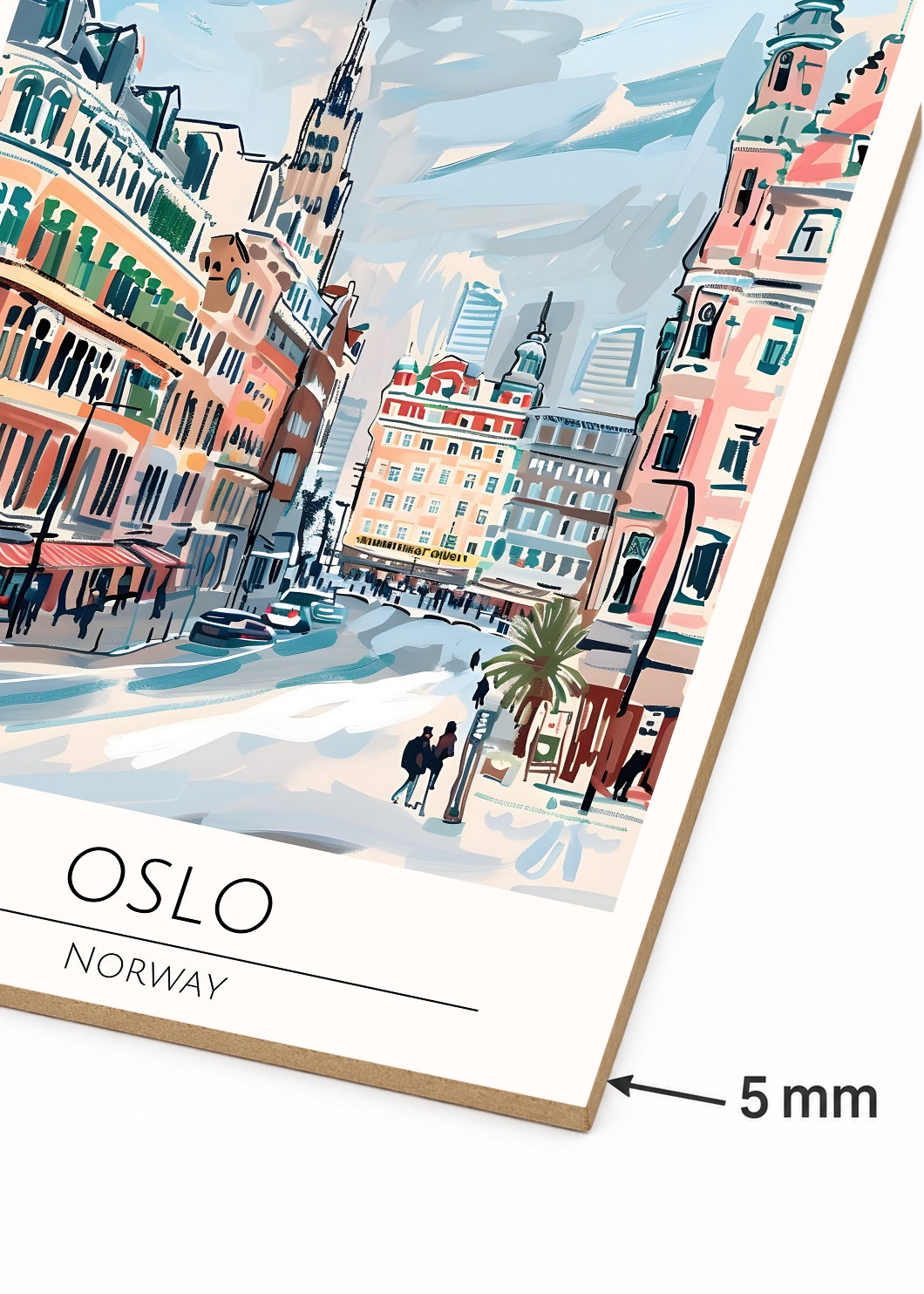 Cuadro Decorativo Mural Sin Marco 5mm - Travel, Oslo, Noruega, Ilustración Ciudad