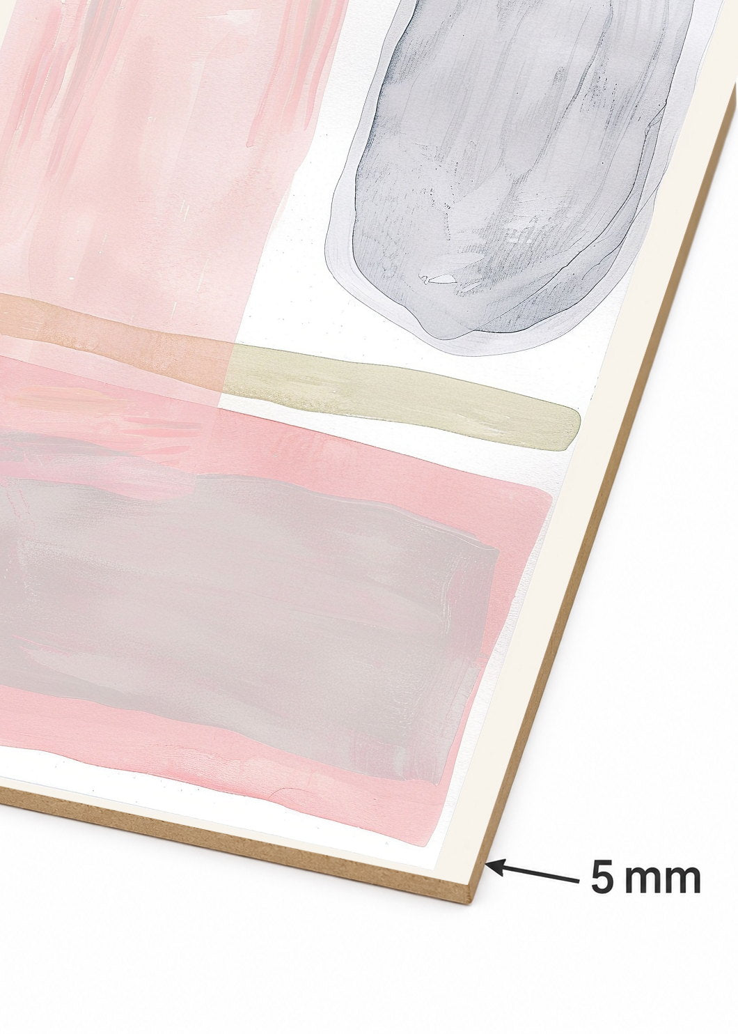 Cuadro Decorativo Mural Sin Marco 5mm - Trendy, Acuarela Rosa Gris Suave