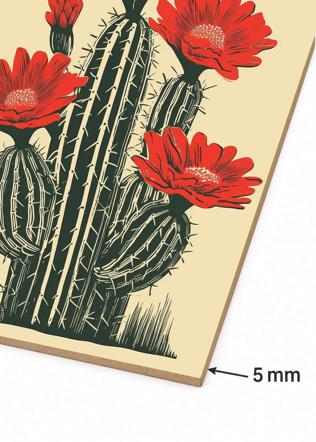 Cuadro Decorativo Mural Sin Marco 5mm - Trendy, Aloe Maceta Roja Crema