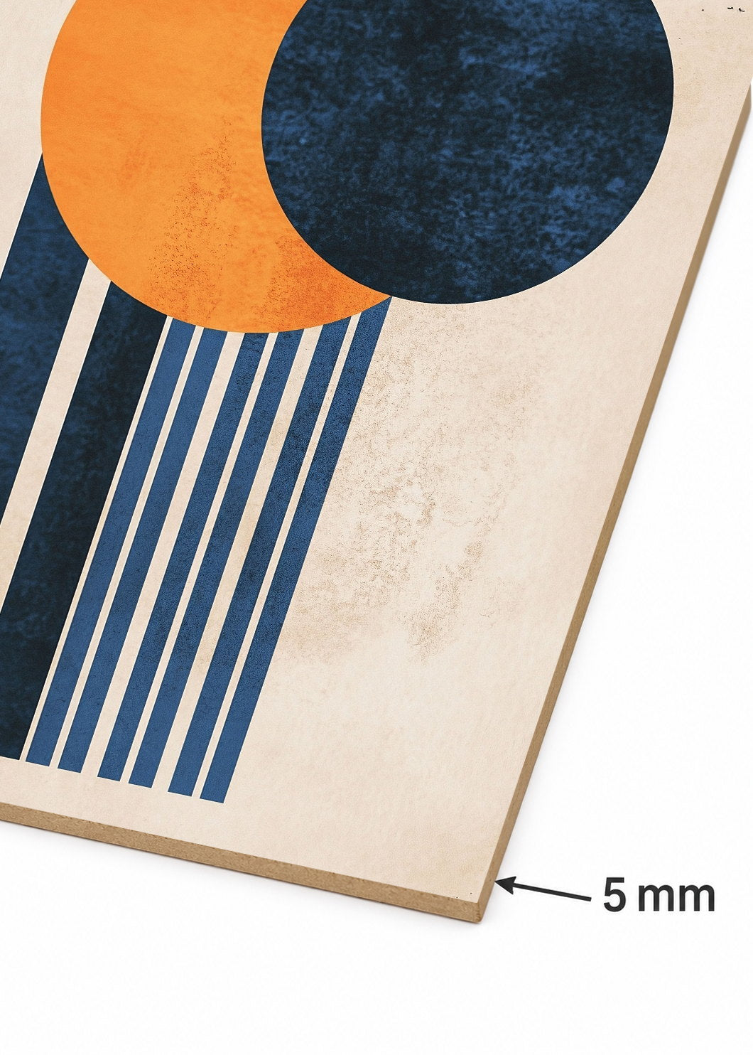 Cuadro Decorativo Mural Sin Marco 5mm - Trendy, Circulos Naranja Azul Rayas
