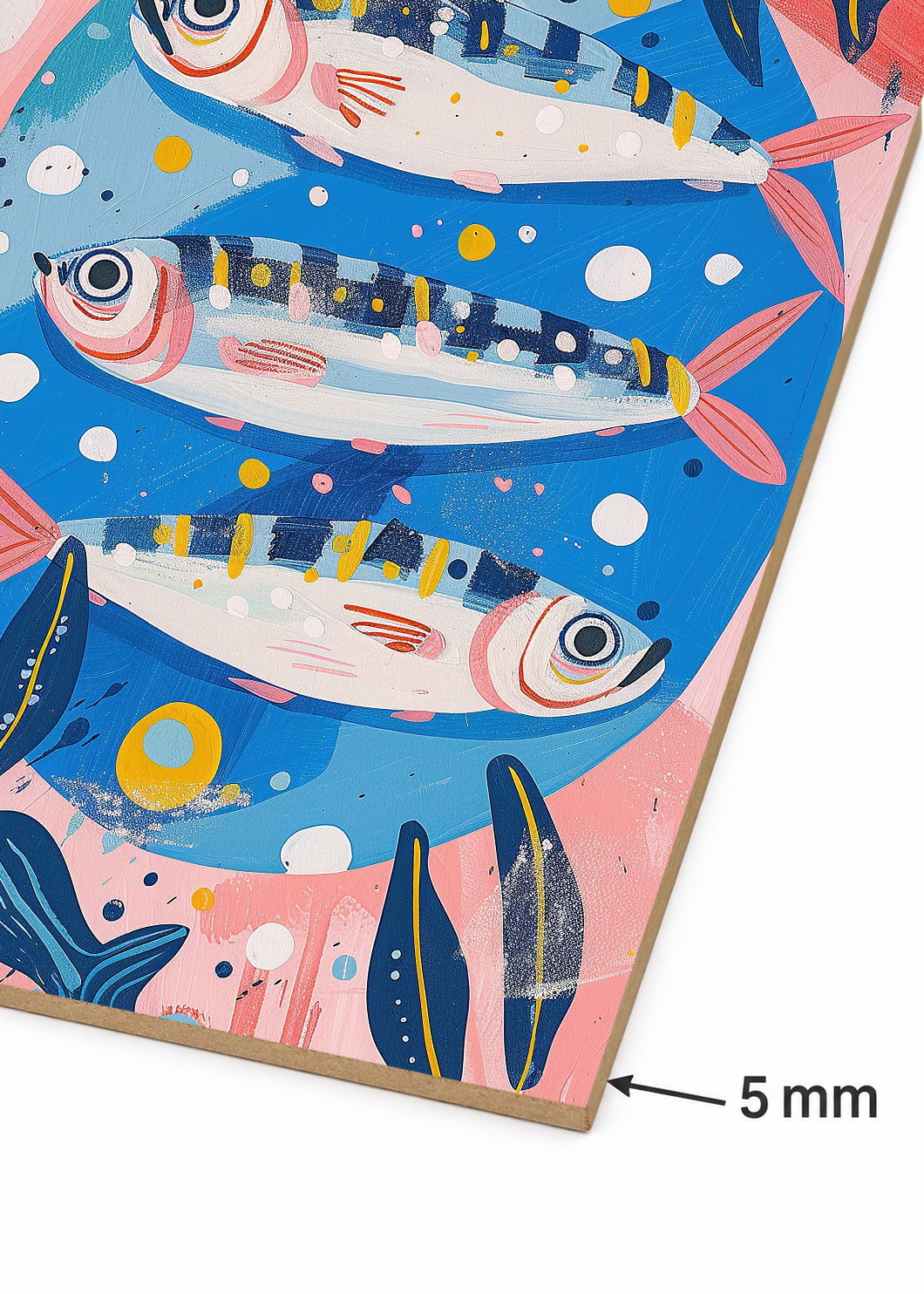 Cuadro Decorativo Mural Sin Marco 5mm - Trendy, Peces Azul Rosa Decorativo