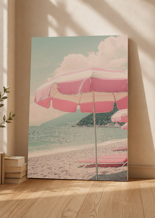 Cuadro Decorativo Mural Sin Marco 5mm - Trendy, Sombrilla Rayas Playa Pastel