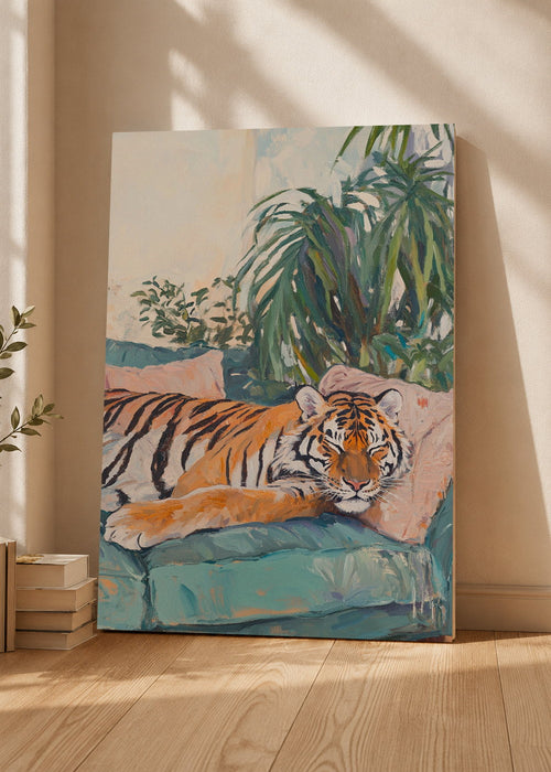 Cuadro Decorativo Mural Sin Marco 5mm - Trendy, Tigre Sillon Rosa Plantas