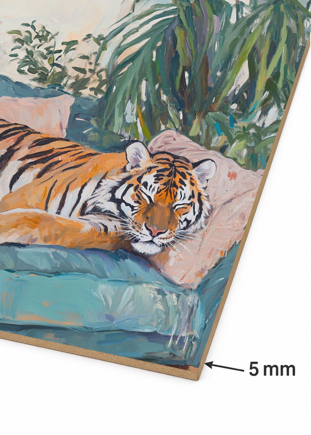 Cuadro Decorativo Mural Sin Marco 5mm - Trendy, Tigre Sillon Rosa Plantas