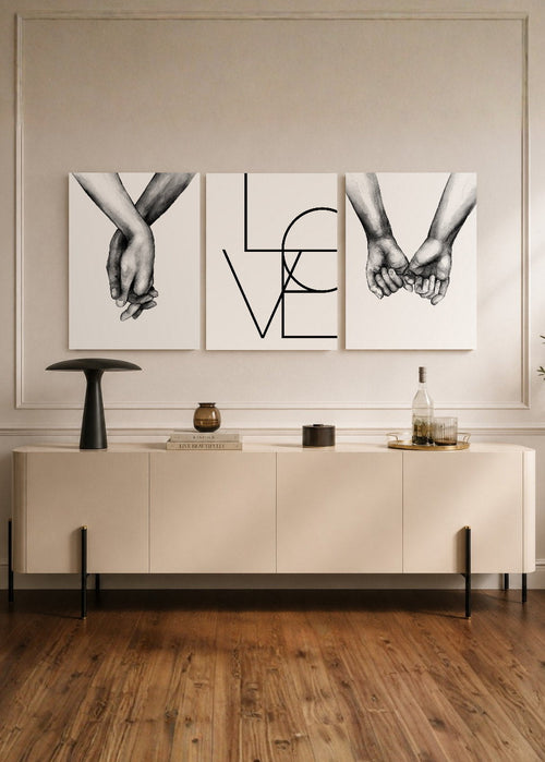 Set x3 Cuadros Decorativos Mural Sin Marco 5mm - Manos con frase