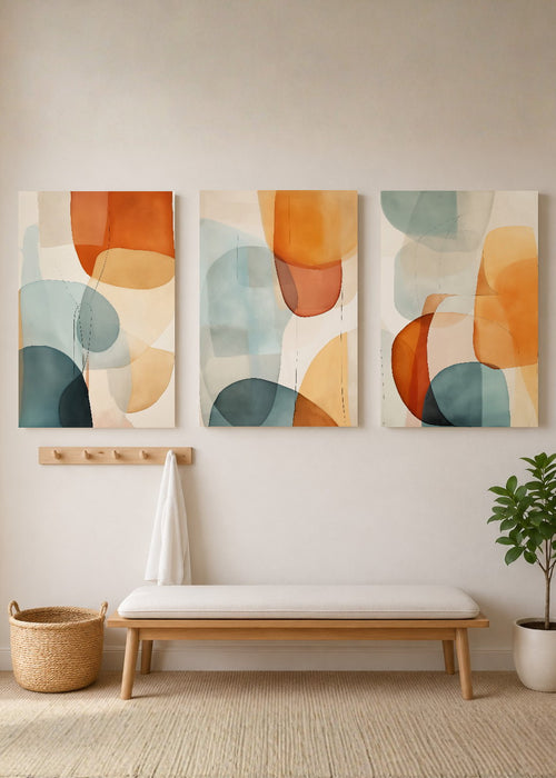 Set x3 Cuadros Decorativos Mural Sin Marco 5mm Abstractos Colores Living