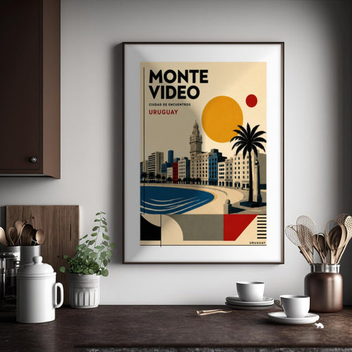 Cuadro Decorativo Uruguay Paisaje Geométrico Montevideo