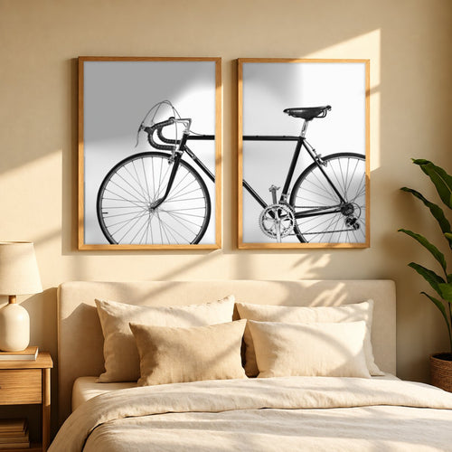 Set x2 Cuadros Decorativos Bicicleta, Blanco y Negro