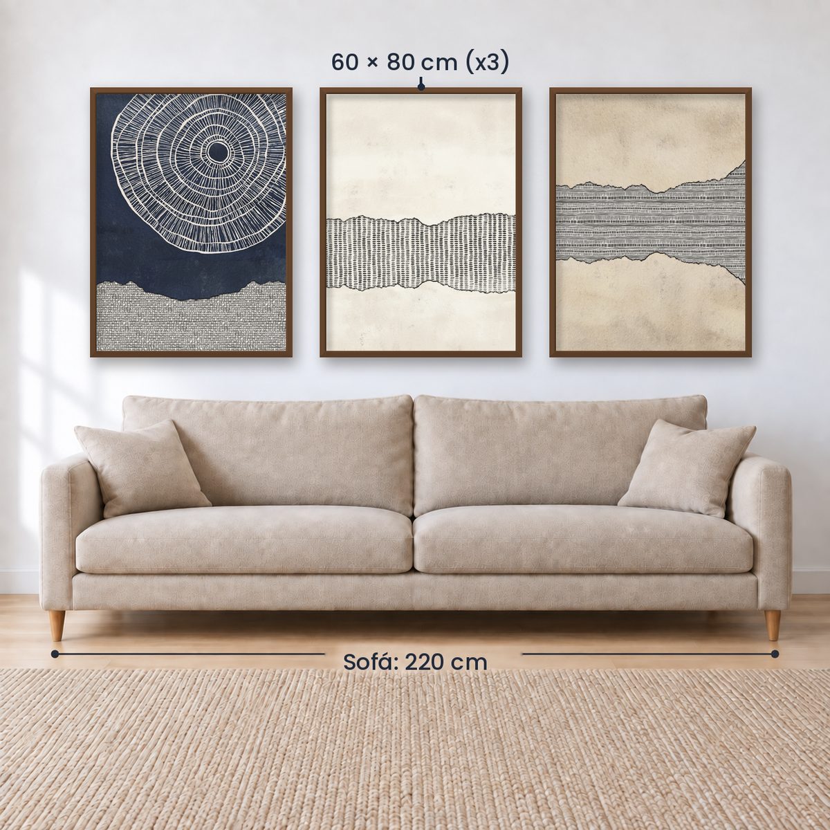 Set x3 Cuadros Abstractos, Azul, Pintura