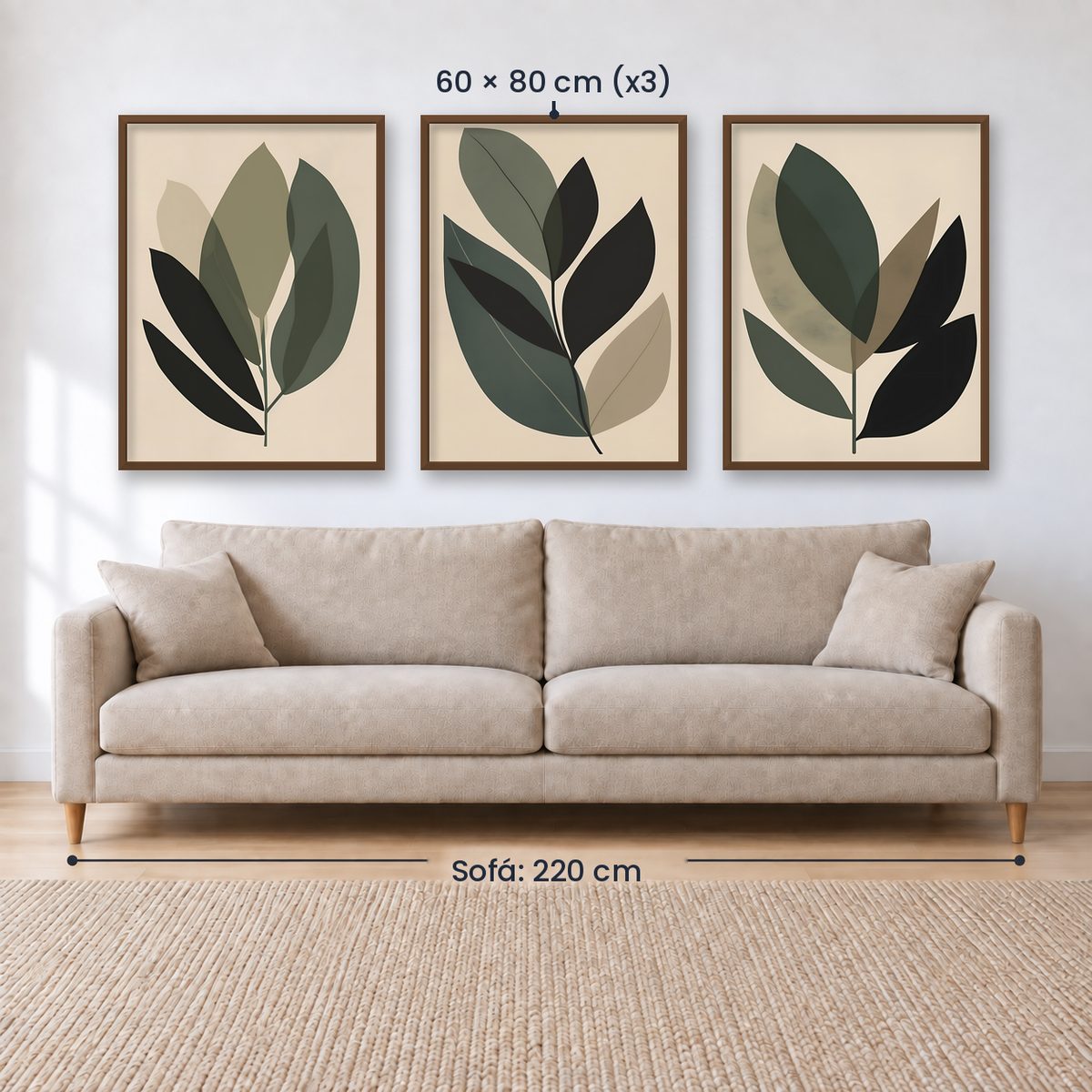 Set x3 Cuadros Decorativos Botánicos, Plantas, Botanic Vibes VII