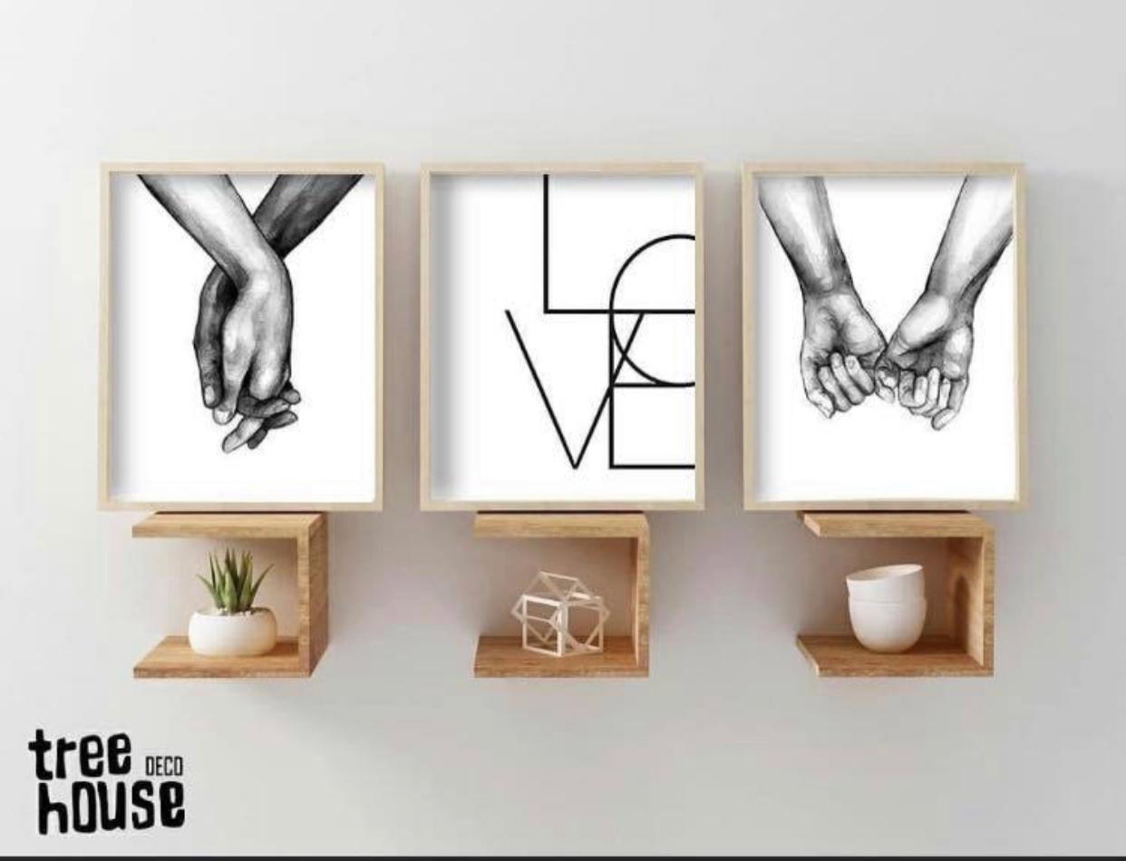 Set x3 Cuadros Decorativos Manos con frase