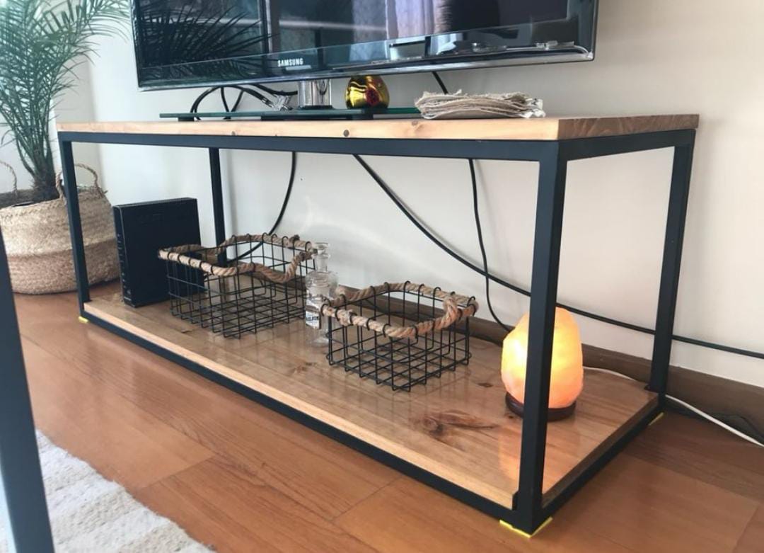 Rack Cour Y Mesa Ratona Hierro Y Madera