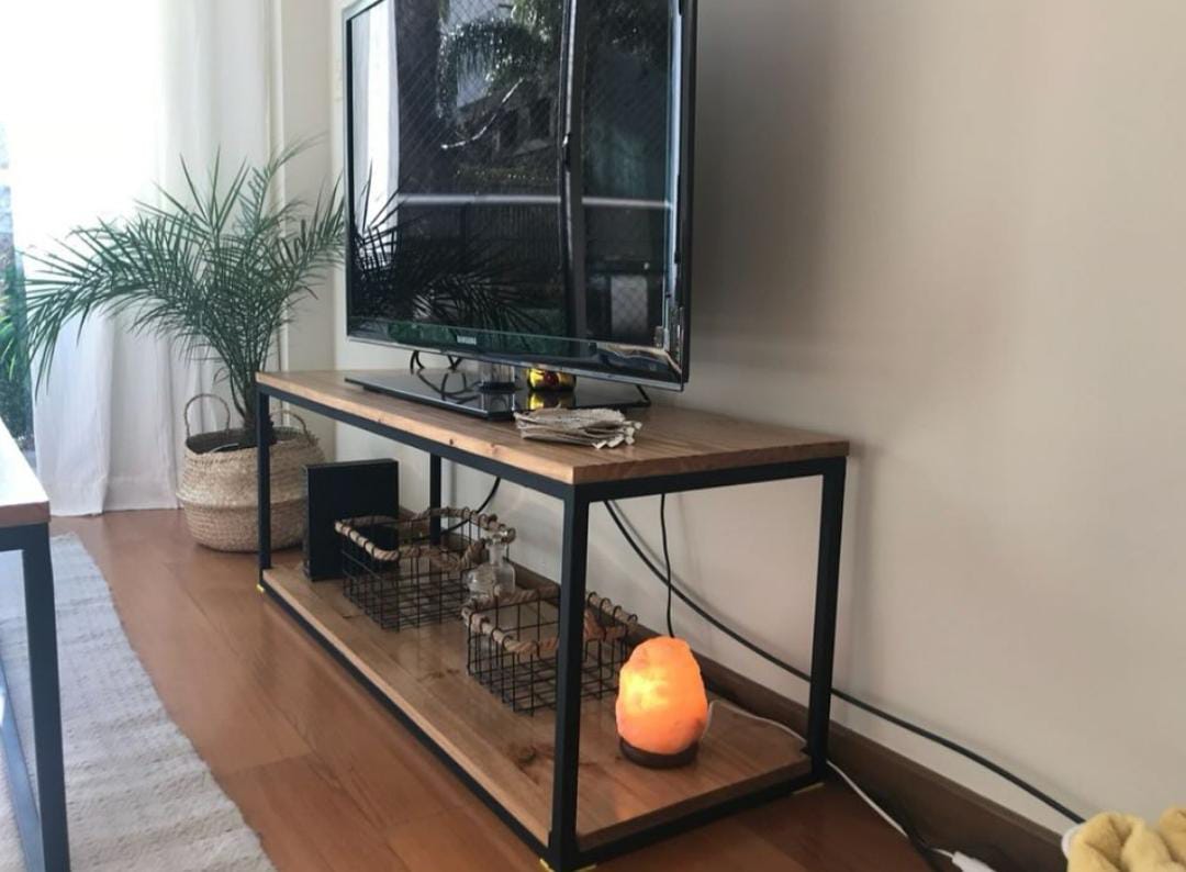 Rack Cour Y Mesa Ratona Hierro Y Madera