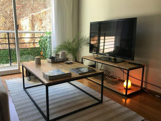 Rack Cour Y Mesa Ratona Hierro Y Madera