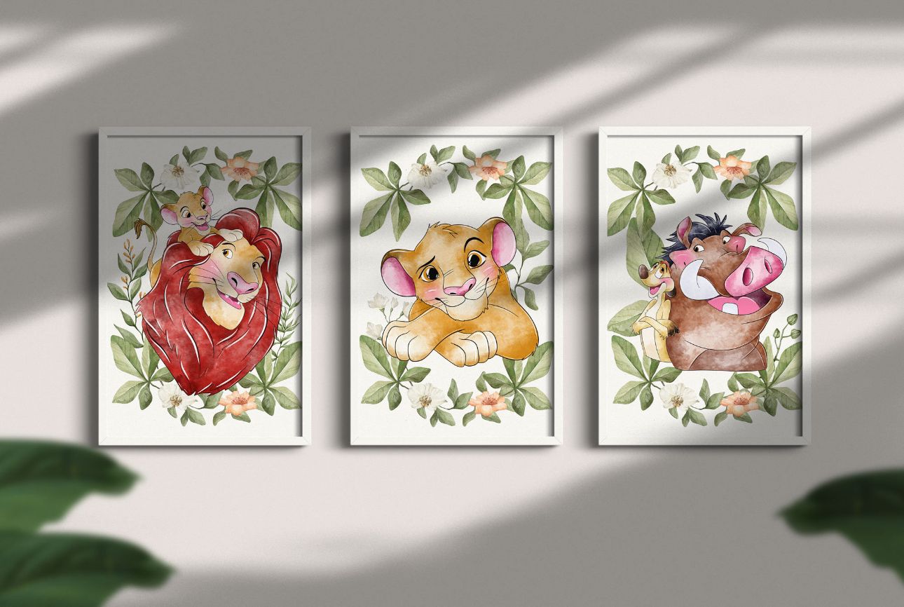 Set x3 Cuadros, kids, infantil, Rey león