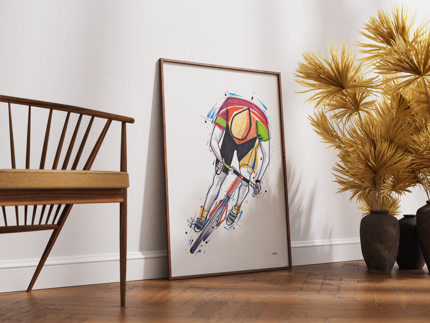 Cuadro Decorativo Ciclista Técnica Mixta by Beluulet