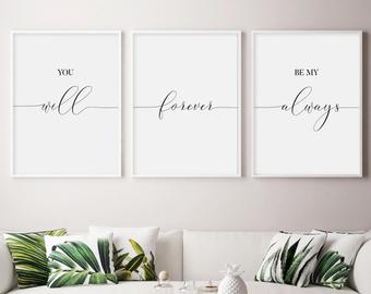 Set x3 Cuadros Decorativos Frases, "You will forever be my always"