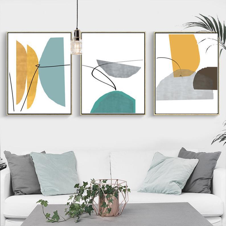 Set x3 Cuadros Decorativos Abstracto, Semicírculos