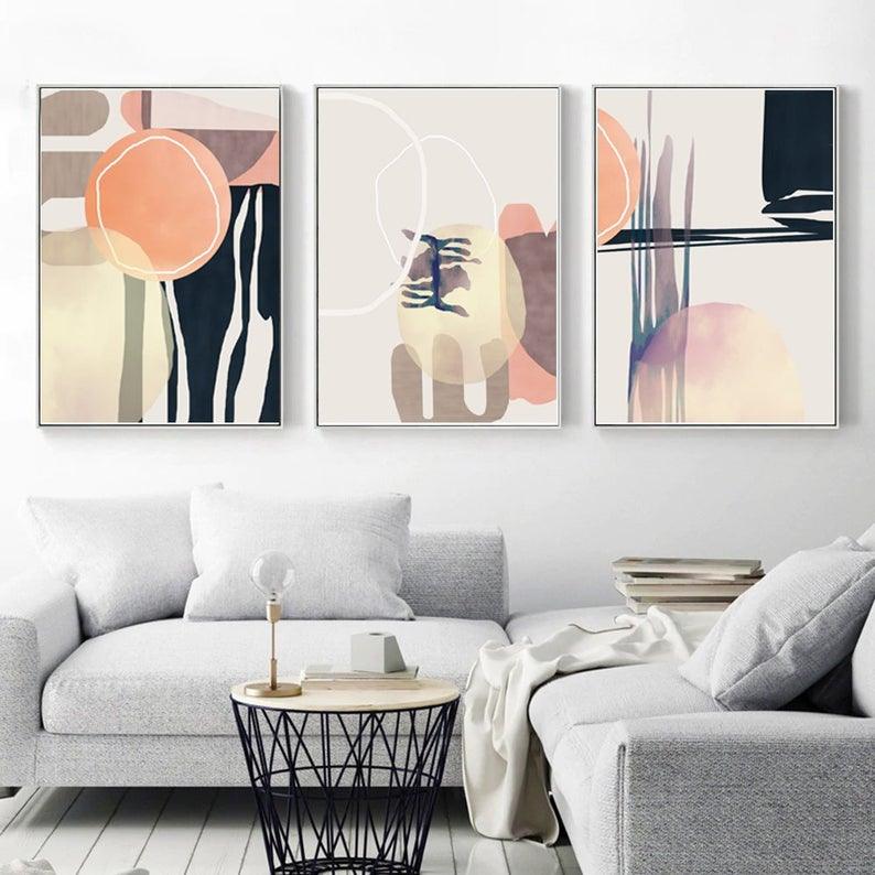 Set x3 Cuadros Decorativos Abstracto, Circular