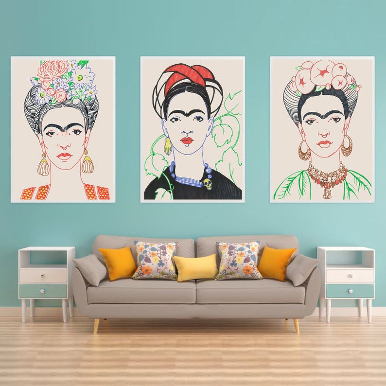 Set x3 Cuadros Decorativos Frida , Rostros