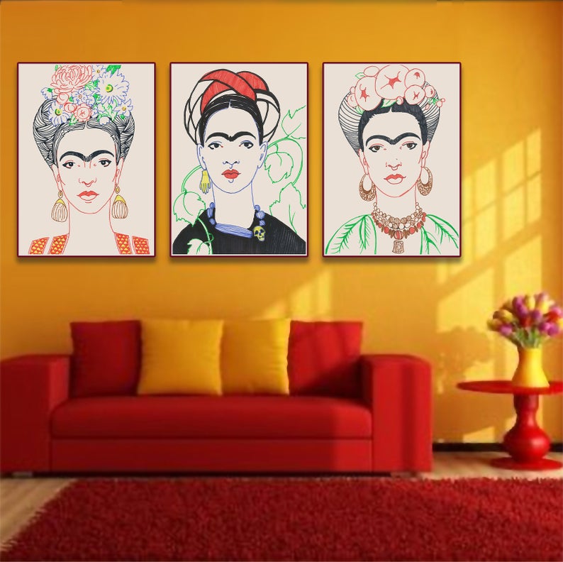 Set x3 Cuadros Decorativos Frida , Rostros