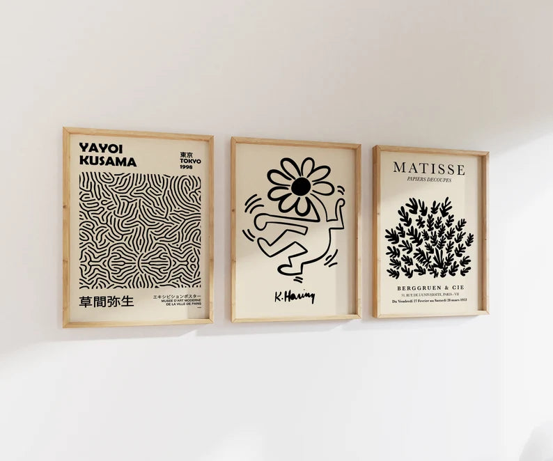 Set x3 Cuadros Abstractos, Matisse, Yayoi Kusama, moderno I