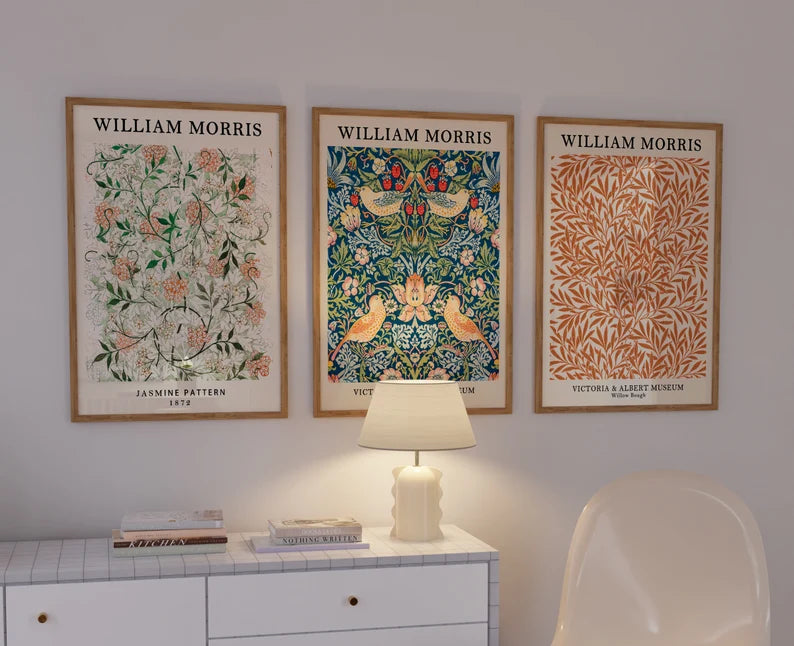 Set x3 Cuadros Abstractos, William Morris, Colores