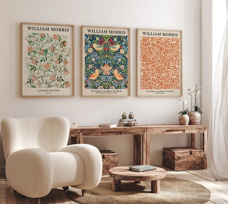 Set x3 Cuadros Abstractos, William Morris, Colores