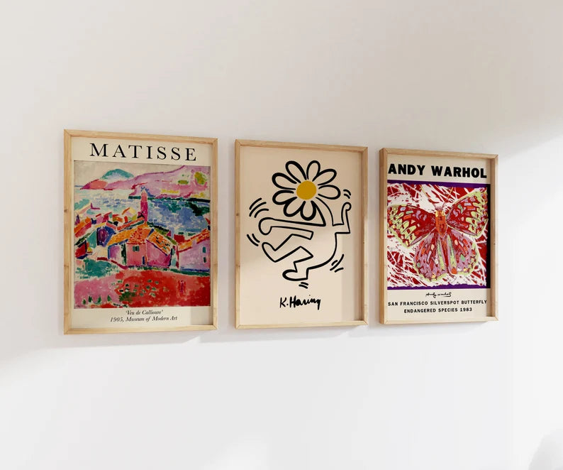 Set x3 Cuadros Abstractos, Matisse, Andy Warhol, Colores