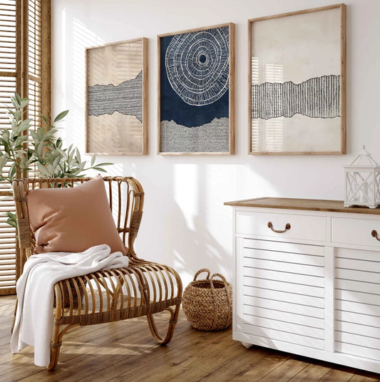 Set x3 Cuadros Abstractos, Azul, Pintura