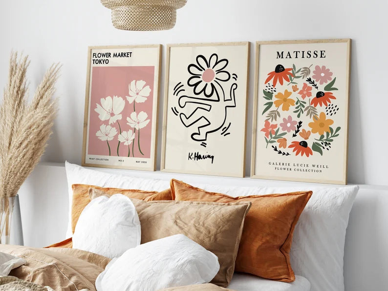 Set x3 Cuadros Abstractos, Matisse, Flower Market, Colores