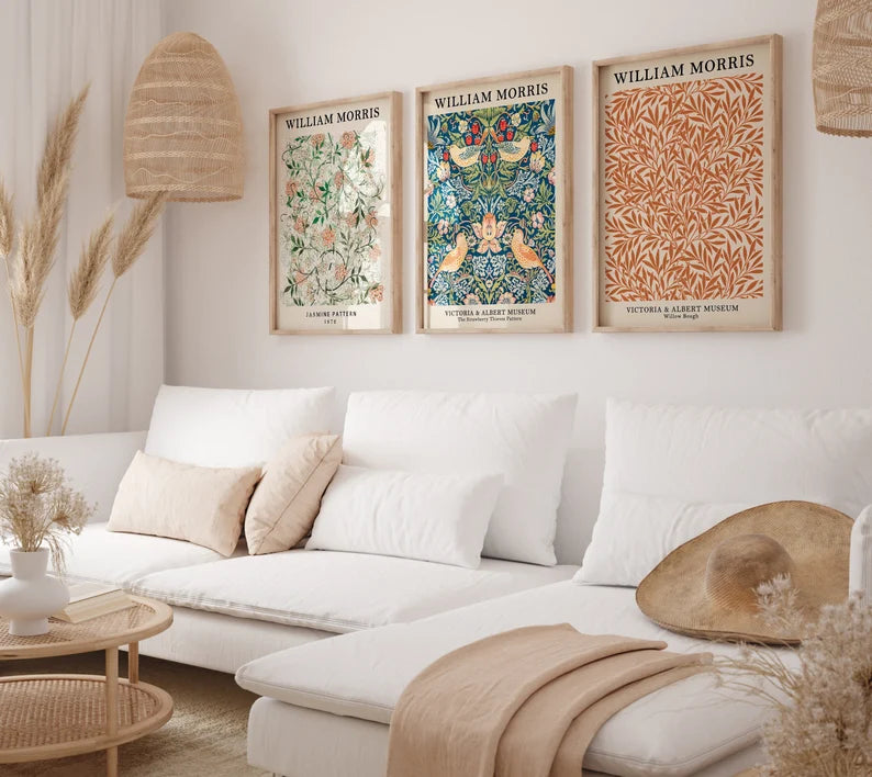 Set x3 Cuadros Abstractos, William Morris, Colores