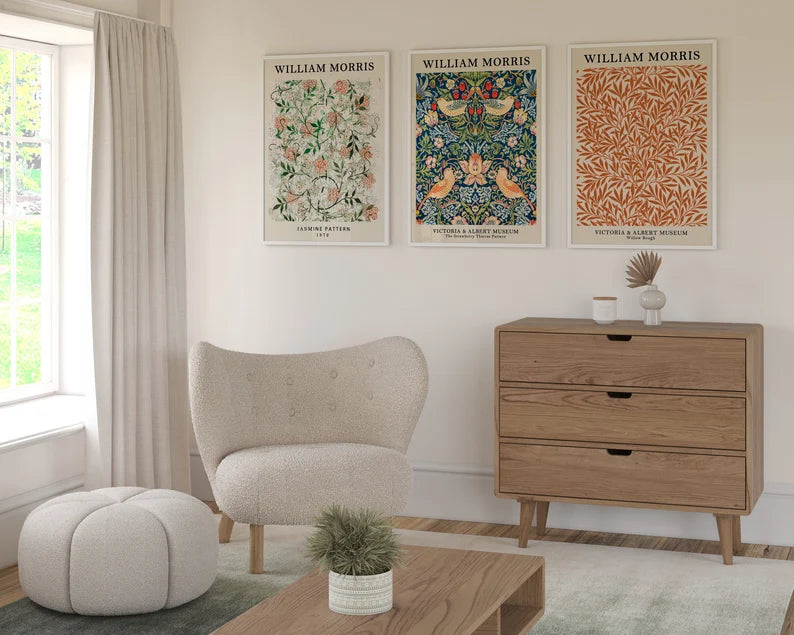 Set x3 Cuadros Abstractos, William Morris, Colores