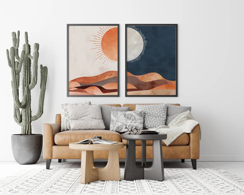 Set x2 Cuadros Decorativos , Sol y Luna II