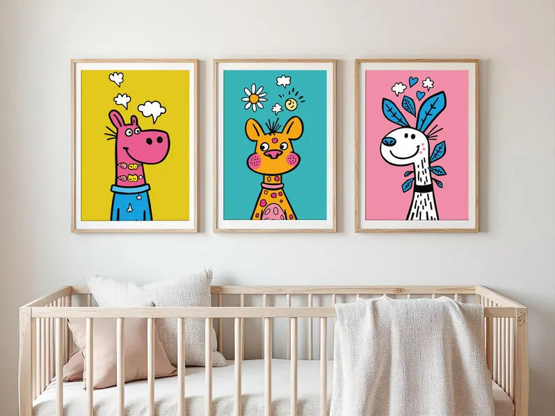 Cuadros Infantiles Jirafas de Colores