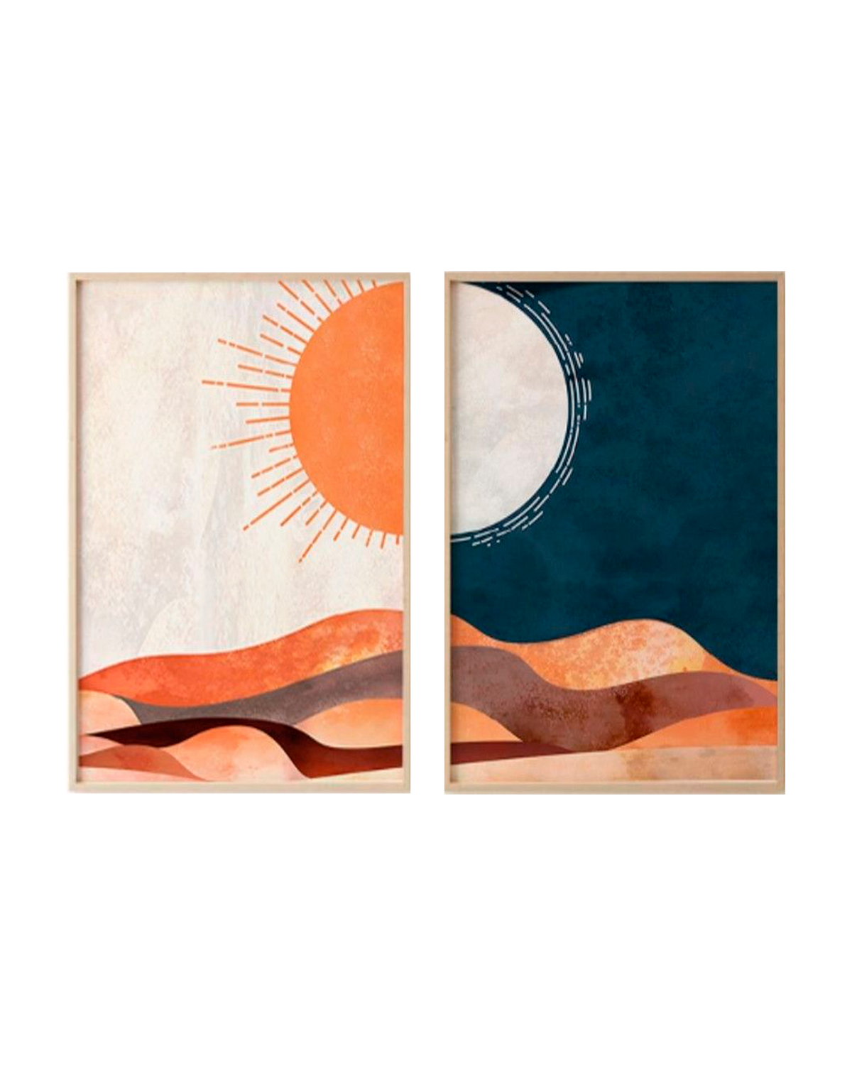 Set x2 Cuadros Decorativos , Sol y Luna II