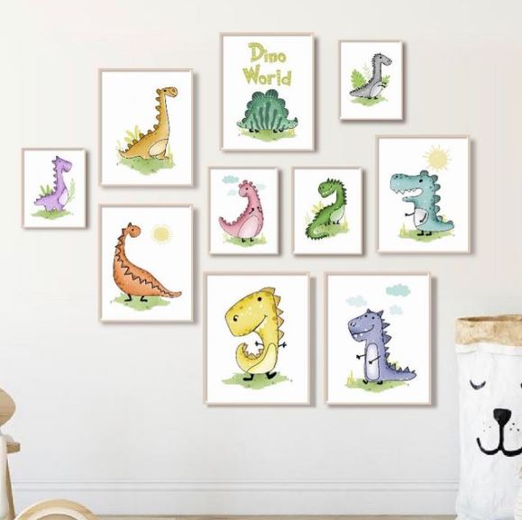 Galería de Cuadros Infantiles Dinosaurios x10 – Tree House Deco