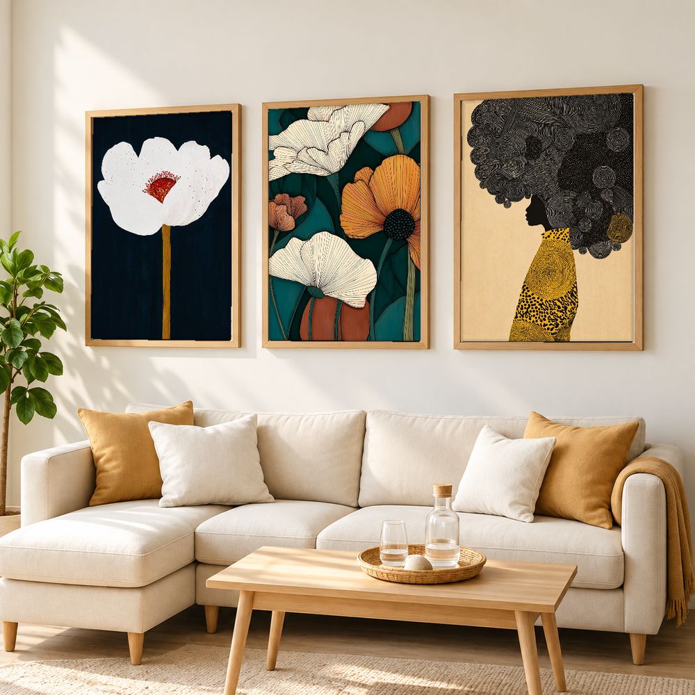Set de 3 cuadros decorativos que combinan