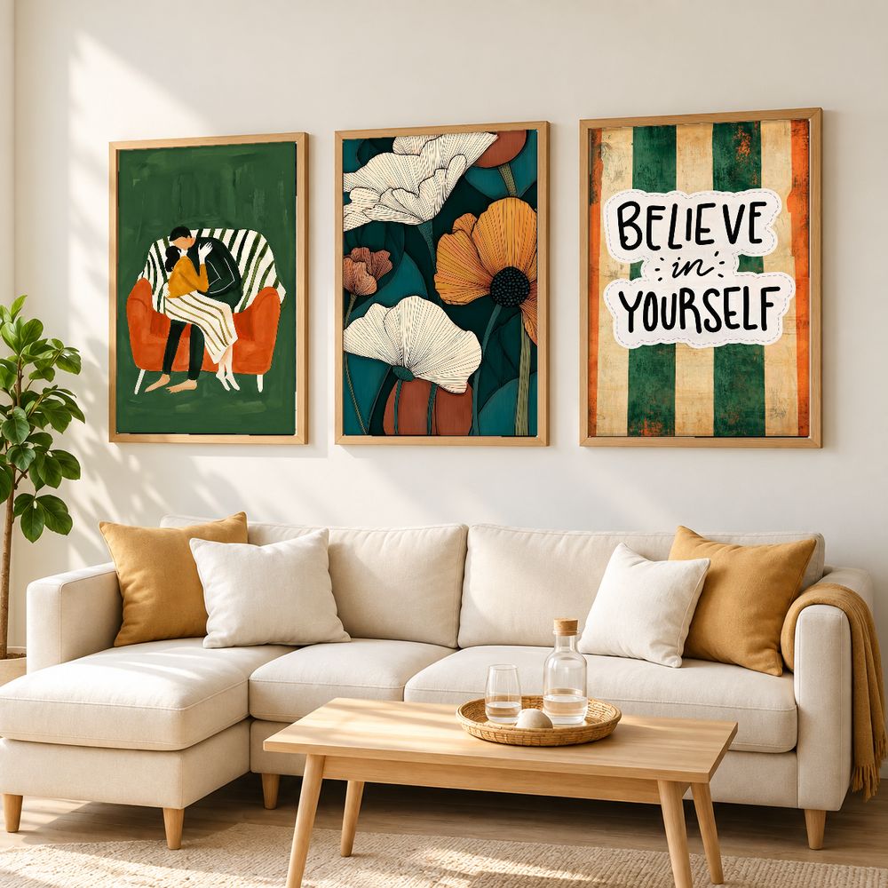 Set de 3 cuadros decorativos que combinan